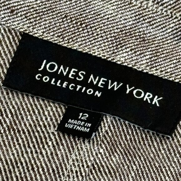 Jones New York 100% Linen Loose Blouse Blazer Coastal Grandma Summer Sz 12 - 1H - Picture 2 of 6